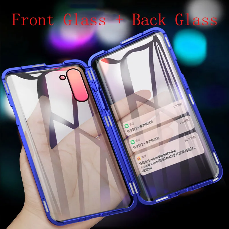 Double-sided Glass Metal Magnetic Case For Samsung Galaxy Note10 Pro A70 A30 A40 A50 A60 A20 A10 S10 S9 S8 Plus A9 A7 A8 | Мобильные