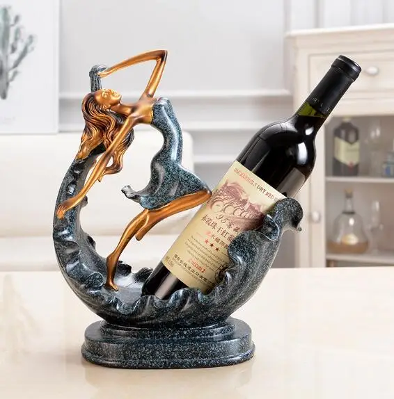 

European Dancing Girl Wine Rack Storage Box Home Soft Decoration Wedding Arrangement Resin Handicraft