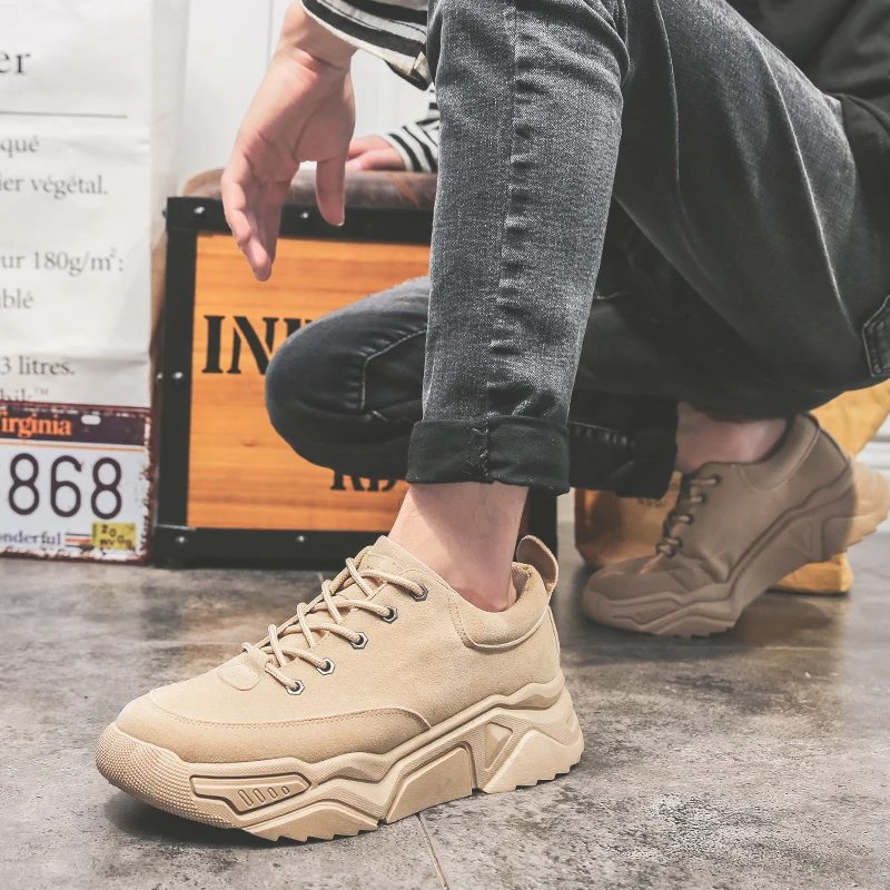 

Increased canvas shoes in the thick bottom 2019 spring and summer models autumn suede solid color wild sports Daddy shoes