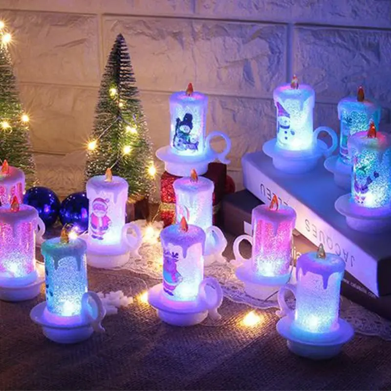12Pcs Flameless Christmas LED Tea Light Candles Colored Lights for Holiday Decor 634E