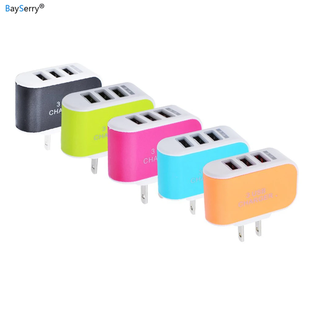 Настенное зарядное устройство с 3 USB портами и Европейской/американской вилкой