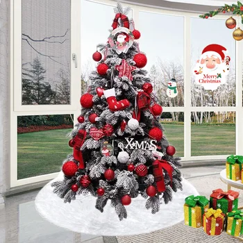 

1pc White Plush Christmas Tree Fur Carpet Merry Christmas Decorations for Home Natal Tree Skirts New Year Decoration Suppliers