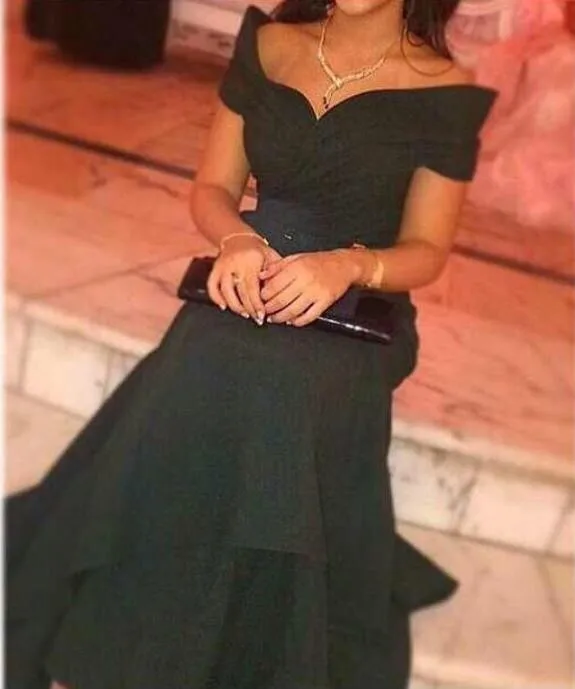 

2018 Simple robe de mariee Black Evening gown Floor-length Off-the -shoulder Vestido De Novia longo mother of the bride dresses