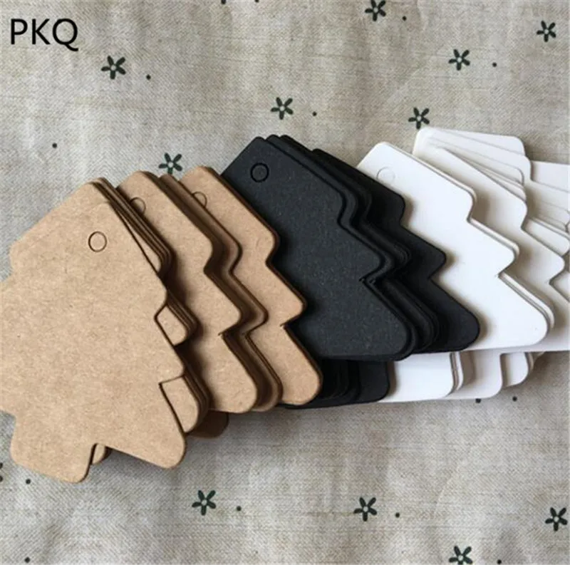 200 шт DIY дерево форма Висячие бирки Свадебные коричневые крафт-бумажные бирки для Рождества DIY ремесло сувенирные бирки