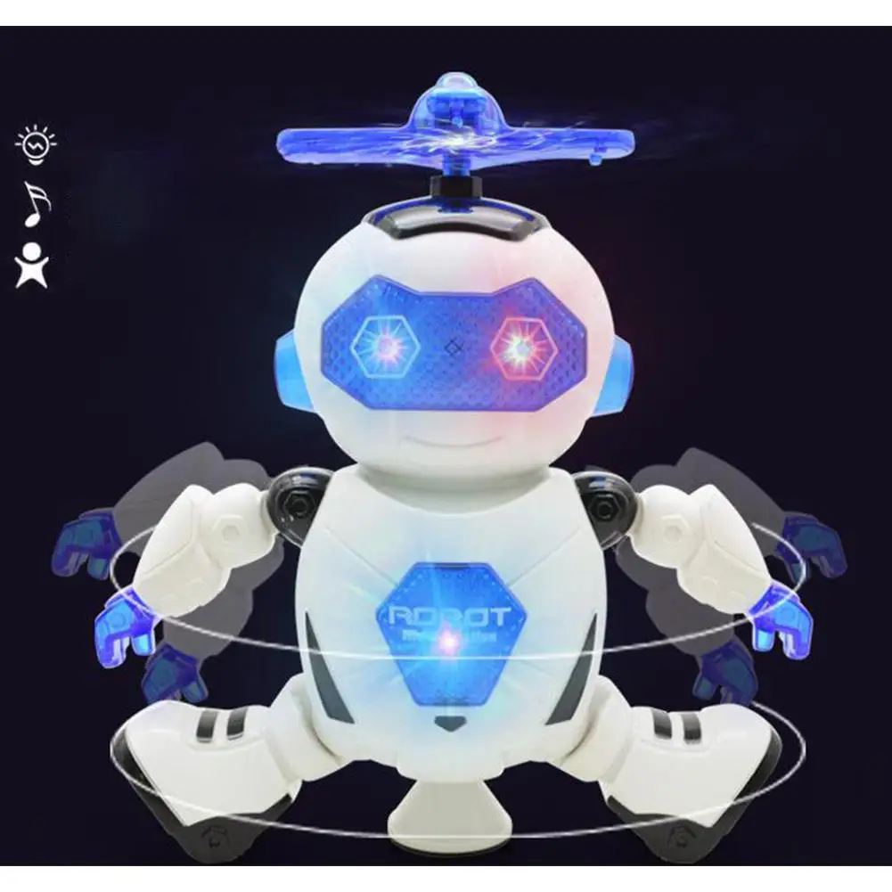 GloryStar Электрический космический танцующий робот вращает огни на 360 градусов музыкальная игрушка на ИК-управлении(случайный цвет