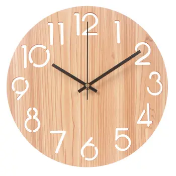 

Clocks and Watches Living Room Bedroom Personality Simple Wood Grain Creative Mute Modern Clock Wall Clock Simple European