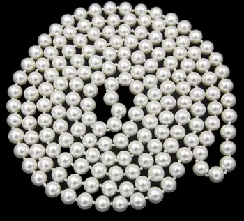 

Fashion jewelry Free Shipping 48'' Long Natural White 8mm Real South Sea Shell Pearl Beads Necklace Jewelry