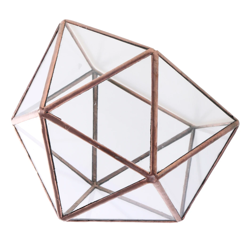 Современный художественный стеклянный геометрический Террариум Настольный суккулентный горшок - Цвет: 12x12x12cm Copper