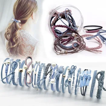 

DHL 100set 12Pcs/set New Fashion Girls Hair Accessories Elastic Hair Bands for female Girl Hair Rope Gum Rubber Band Headwear