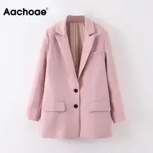 Women Casual Solid Blazers Single Breasted Fashion Jacket Outerwear Autumn Winter Baggy Notched Collar Lady Coat Kurtki Damskie