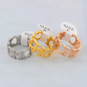 

New Design Gold /Silver Plated "CH" Alphabet Lovers Rings Never Fade Titanium Steel Fashion Women Jewelry Free shipping (GR001)