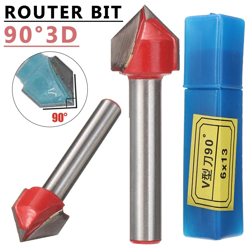 

1pcs Carbide 6mm Shank V Router Bit 90 Degree V Groove Router Bit Engraving Woodworking Milling Cutter For CNC Machine