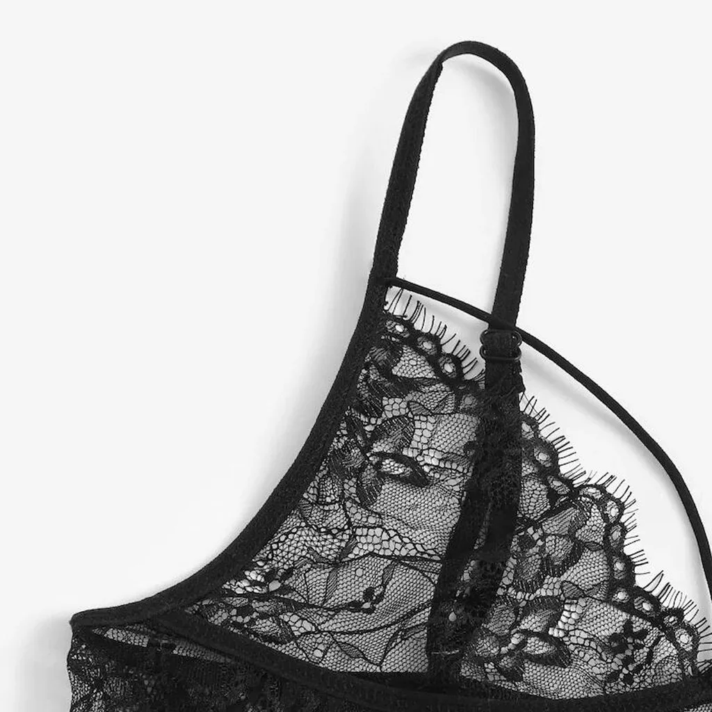 Нижнее белье Teddy Lingeries модное сексуальное женское кружевное подвязка с ресничками стринги цветочный v-образный вырез комплект нижнего белья Badydoll нижнее белье# ZA