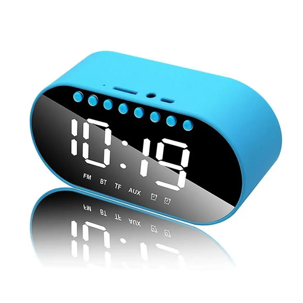 3,5 мм аудио выход/Вход светодиодный Будильник Радио домашние цифровые часы в спальню Беспроводные Bluetooth колонки Поддержка двойного будильника - Цвет: Синий