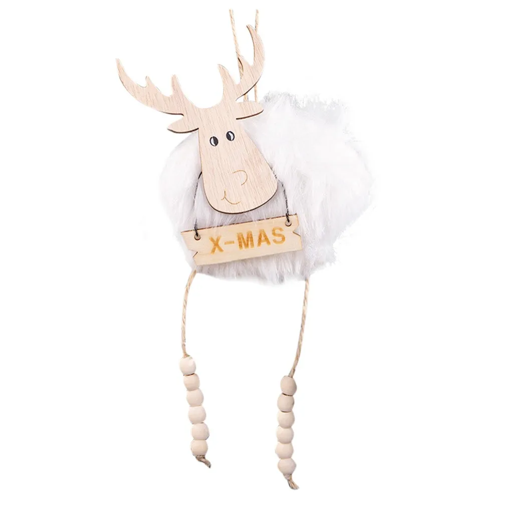 Xmas tree Pendant Wooden Reindeer Slices Christmas DIY Crafting Decoration Christmas Tree Pendants Hanging Ornament Party A30108