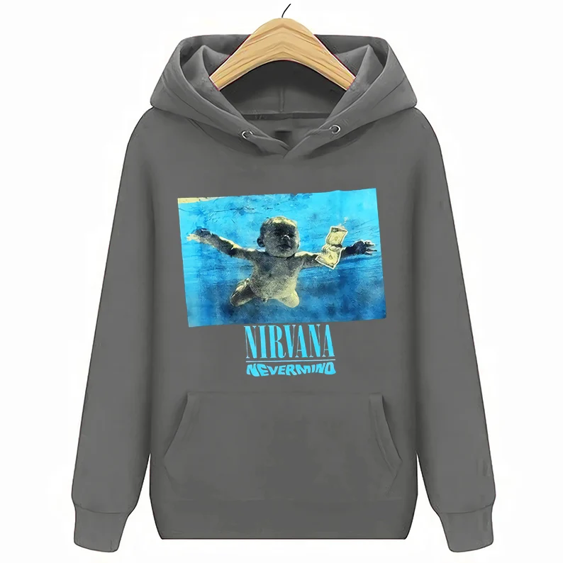 Nirvana Nevermind Новые мужские толстовки свитшоты Grudge Band мужские рубашки Rock - Цвет: Темно-серый