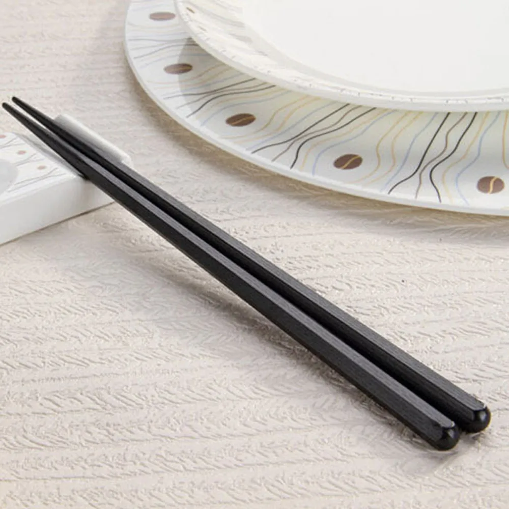 1 Pair Reusable Alloy Non-Slip Black Chopsticks Sushi Chop Sticks Set Gifts New 