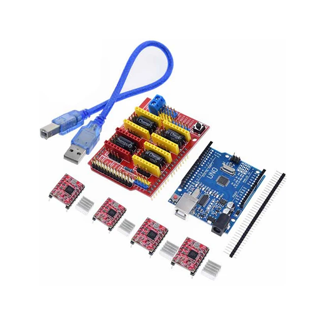 

A18-- CNC shield v3 engraving machine 3D Printer+ 4pcs A4988 driver expansion board For Arduino + UNO R3 with USB cable