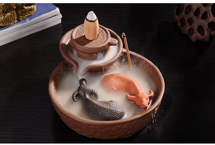 Cattles 2 Reflush Mill Cone Burner Purple Incense Clay Ceramic Buddha Incense Incense Burn Holder Sweep Luck S