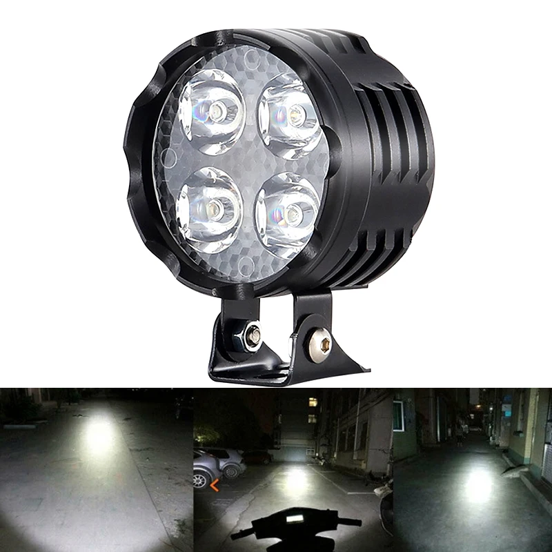 

4LED Silver Refit Front Headlight 4-Bead Spotlight LED Moto Super Bright Motorcycle 4-Bead Spotlight LED Car High Power