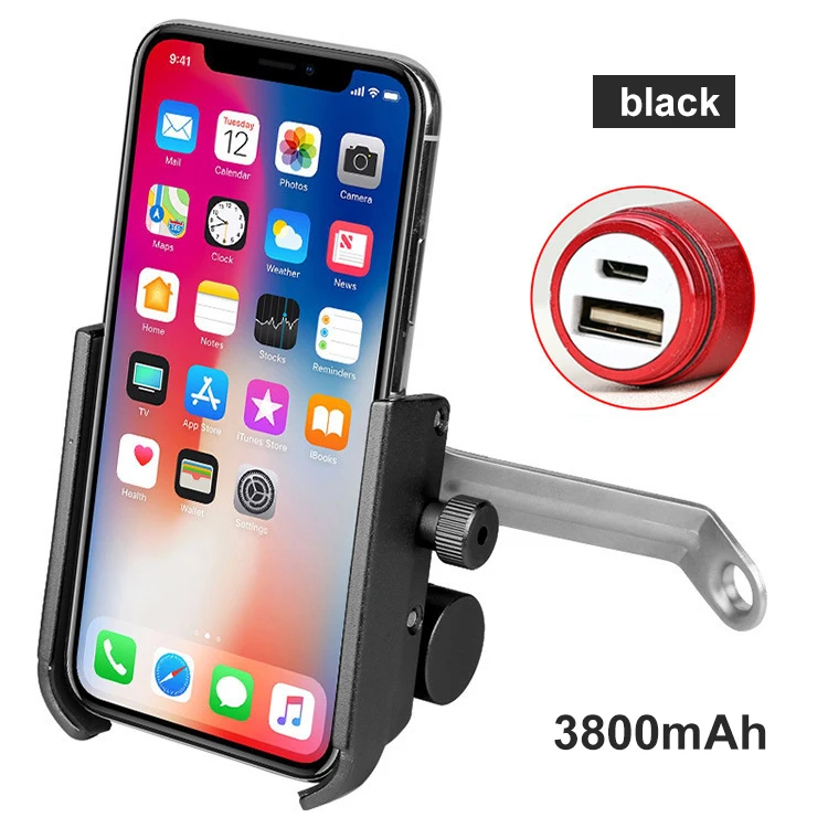 B Black 3800mAh PCycling велосипедный держатель для телефона с зарядным устройством 2 в 1 плоскогубцы для 6,5 дюймов мобильного телефона с поворотом на 360 ° - Цвет: B Black 3800mAh