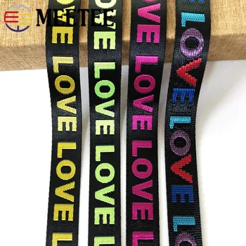 

Meetee 22M 25mm Nylon Webbing Jacquard LOVE Tape Ribbon DIY Bag Shoulder Strap Trims Garment Decor Lace Webbing Sew Accessories