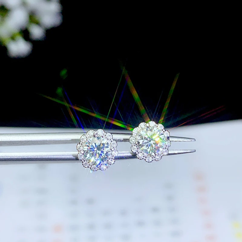 BOEYCJR 925 серебро 0,5/1ct F цвет Moissanite VVS ювелирное изделие с бриллиантом Ожерелье Кольцо Серьги Набор украшений для женщин подарок