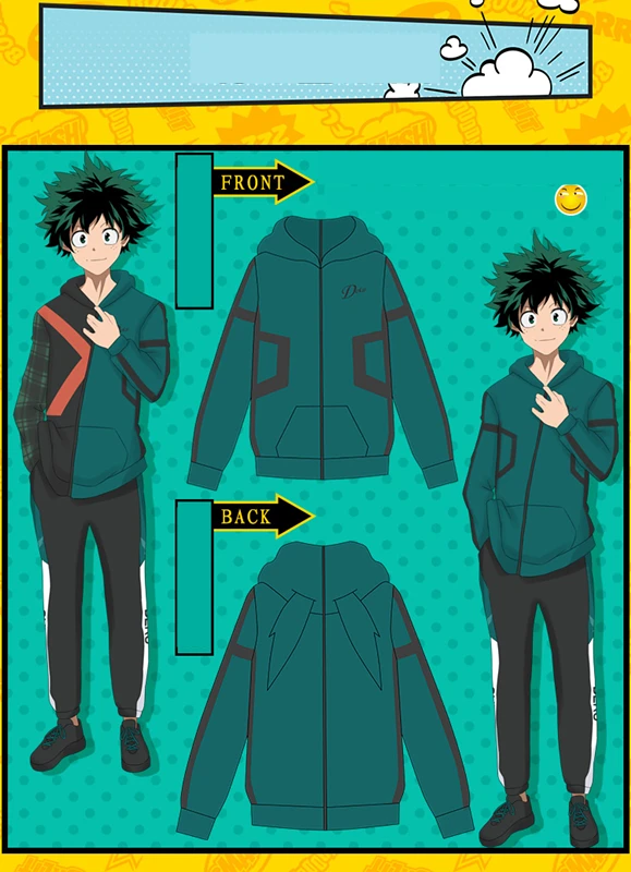 Мой герой Deku мидория изуку Косплэй костюм Bakugou Katsuki хлопковые толстовки с капюшоном толстовк на молнии с капюшоном спортивная куртка