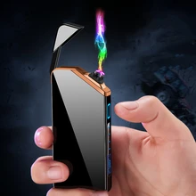 Ветрозащитная зажигалка с двойной дугой, USB, электрическая плазменная Зажигалка без огня для сигарет светодиодный светодиодным дисплеем, подарки, гаджеты для мужчин Ветрозащитная зажигалка с двойной дугой, USB, электрическая плазменная Зажигалка без огня для сигарет светодиодный светодиодным дисплеем, подарки, гаджеты для мужчин