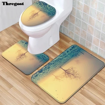 

Thregost Scenic Print Non-slip Bath Mat Microfiber Bathroom Rug Set 3 Piece Wabsorbent Mats 3D Carpet Shower Floor Rugs