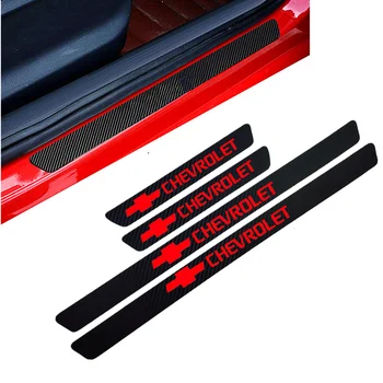 

Car-Styling 4PCS Carbon Fiber Door Sill Carbon Fiber Sticker Decals For Chevrolet Captiva Colorado Cruze Spark Malibu Trax
