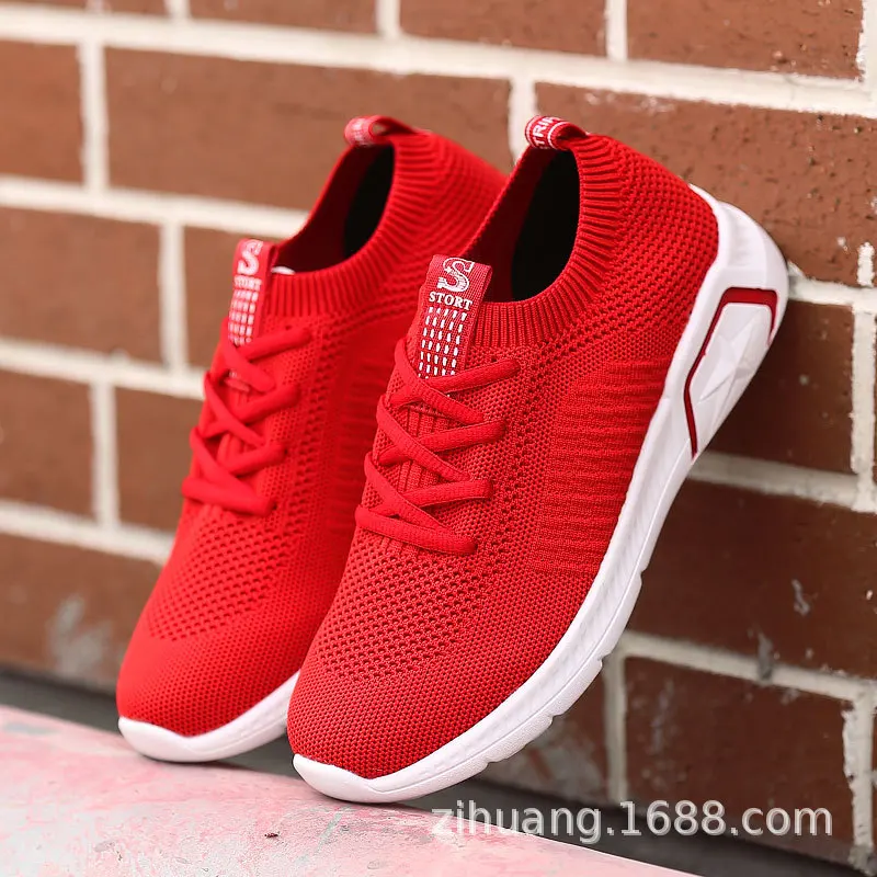 

2019 Spring Summer New Style Fly Woven STUDENT'S Shoes Sporty WOMEN'S Shoes Sneakers Mesh Athletic Shoes White Shoes
