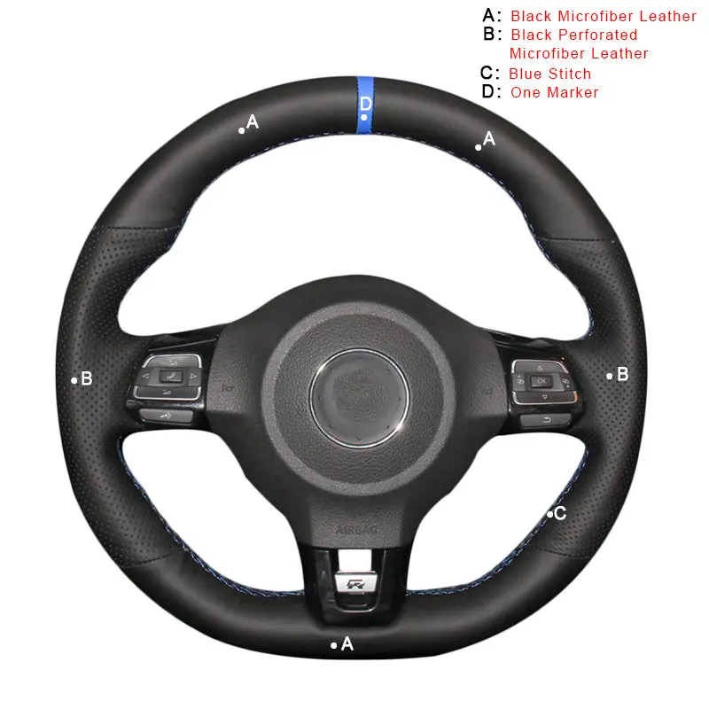 Microfiber Leather Автомобильная оплетка на руле для Volkswagen Golf 6 GTI MK6 VW Polo GT Scirocco R Passat CC R-Line 2010 DIY авточехлы - Название цвета: Microfiber Leather