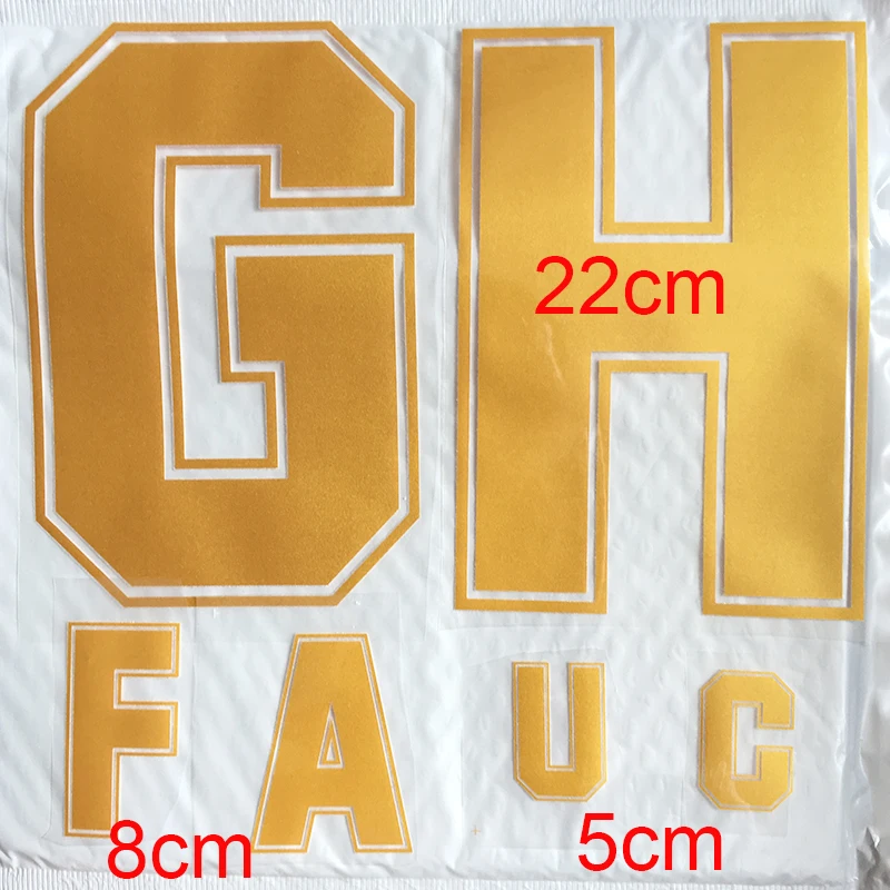 

8cm Glod Color Letter A-Z Heat Transfer Patches Name Sporty Cloth Sticker Hot Heat Transfer DIY Iron On Clothing Bag Shoes