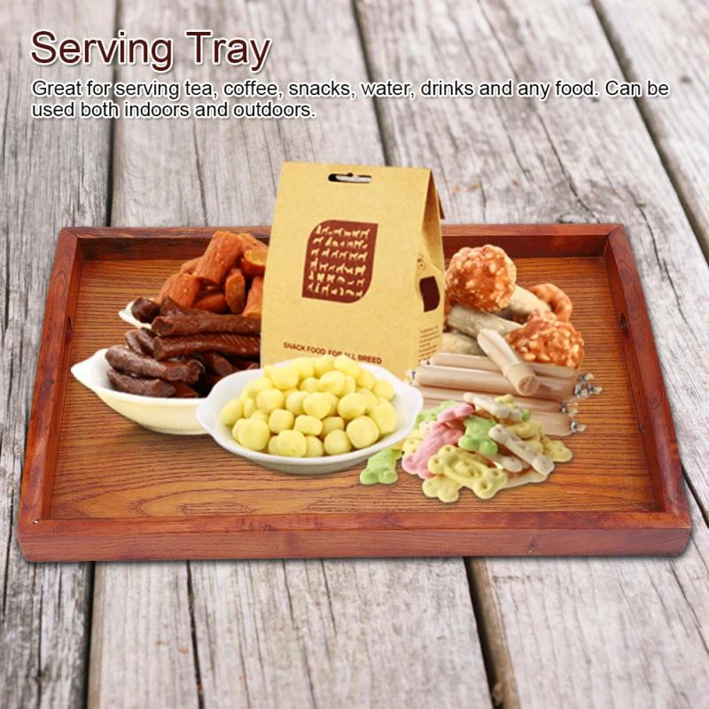 Meal Tea Drink Tray Wooden Breakfast Tea Tray with Handle Kitchen Catering Breakfast Service