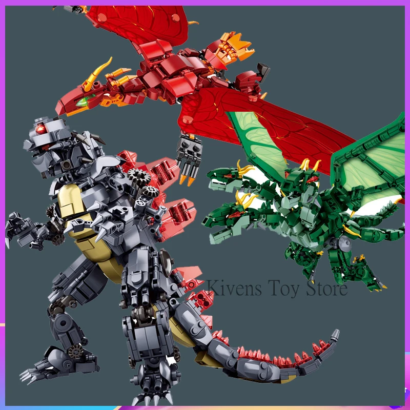 

Rodan King Godzillaing Ghidorah Brickheadz Sets The Monsters Building Blocks Bricks Toys Sluban 0783 Compatible Legoed Movie 2
