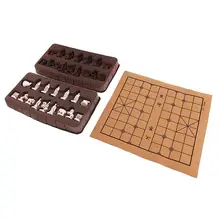 Nuevo ajedrez estereoscópico Vintage plegable de imitación de cuero tablero de ajedrez chino tradicional Xiangqi Juego de piezas de artesanía