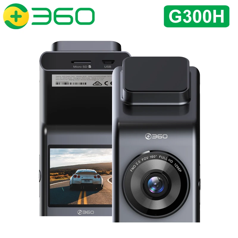 Видеорегистратор G300H 360 дюйма 1296P FHD 160 градусов 2 0 Мп Wi-Fi GPS | Автомобили и мотоциклы