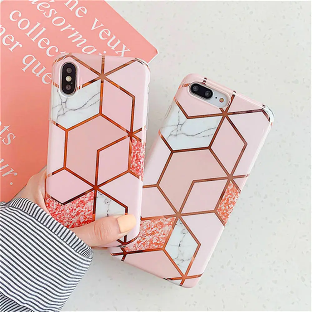 Moskado геометрический мраморный градиент цвета чехол для iPhone 6 6s 7 8 Plus X XR XS Max Flowers Сращивание мягкий чехол для телефона IMD задняя крышка