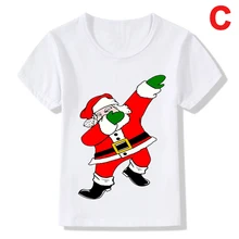 Children Kids Santa Claus Short Sleeve Round Collar T-shirt Top Cartoon for Summer ZJ55