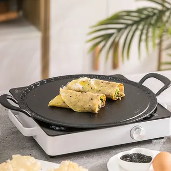 

Chinese hamburger cast iron multi-functional frying pan health uncoated physical non-stick crepe frying pancake pan omelet pot