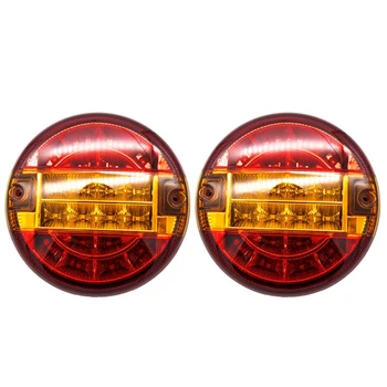 

2 Pcs 20 LED Truck Tail Light Stop Brake Reverse Lamp for 24V Vehicles Trailer Caravan Red Yellow