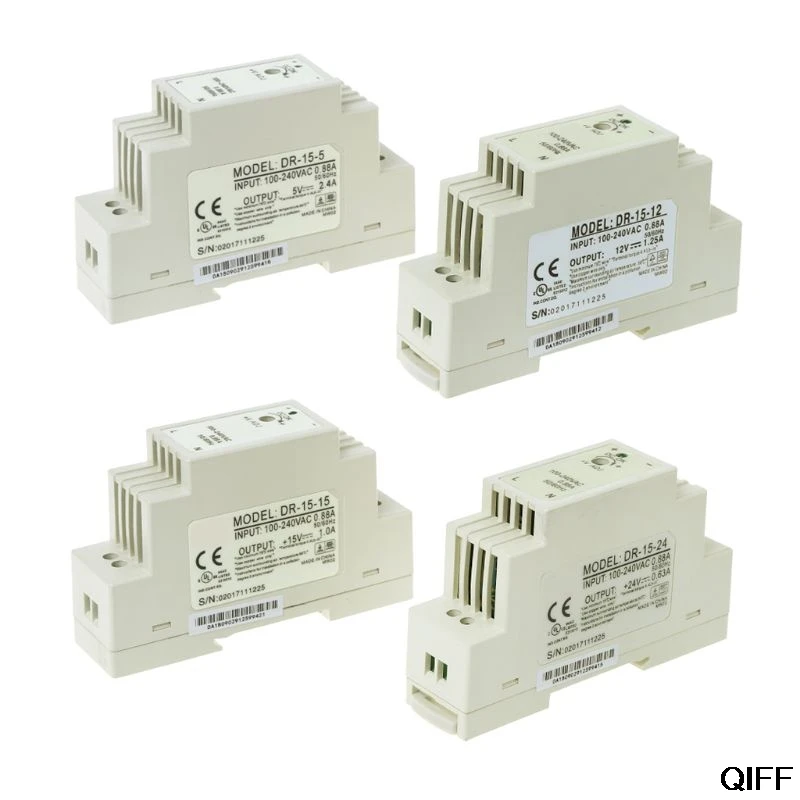 Прямая поставка& DR-15W промышленные din-рейку импульсный Питание 5V 12V 15V 24V в августе 19