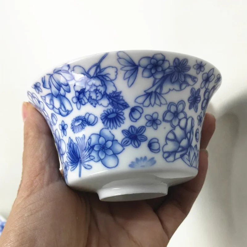 150 мл голубой и белый фарфор Gaiwan цветочный узор SanCai чайная чаша керамическая чайная чашка и блюдце набор Китайский чайная супница