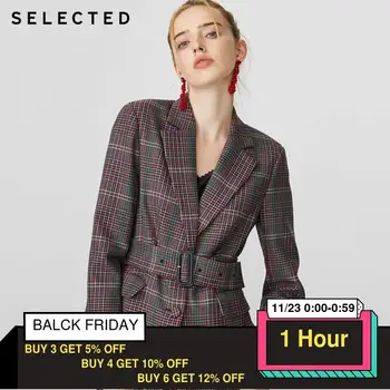

SELECTED Women's Retro Commuter Belt Wool Plaid Blazer Jacket S|419472502