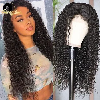 

Swag Hair Brazilian Remy Hair Kinky Curly 13X4 Lace Front Wigs Natural Color 100% Human Hair Pre Plucked 180 Density 10-26Inches