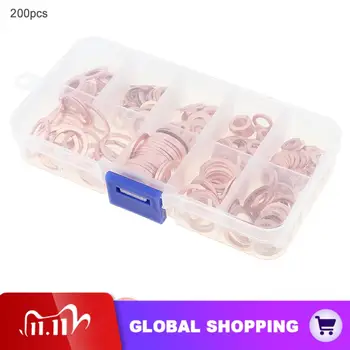 

200pcs Solid Copper Washer Flat Ring Gasket Sump Plug Oil Seal Fittings with M5 M6 M8 M10 M12 M14 Washers Fastener Hardware