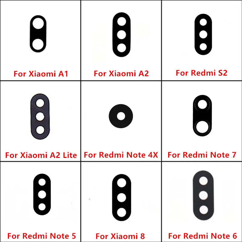 Repair Parts Rear Back Camera Glass Lens With Glue Sticker For Xiaomi 8 A1 A2 Lite 5X 6X Redmi S2 5 6 6A Pro Note 4X 7 | Мобильные