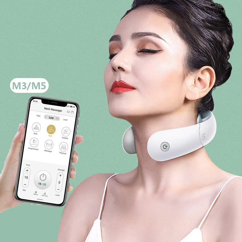 3 Colors Smart Electric Neck and Shoulder Massager APP Control Heating Neck Massager Pain Relief Massage Relaxation Health Care