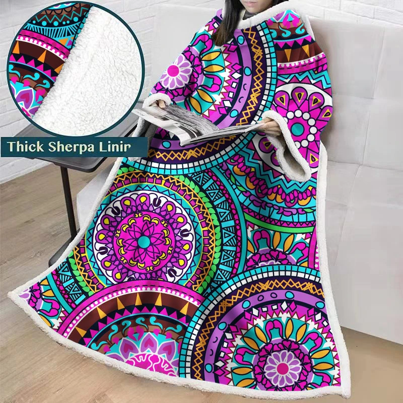 Model 14 Super Soft Winter Warm Fleece Cloak Blanket Creative Long Sleeves Throw Blanket for Travel Airplane Train Nap Blanket - Цвет: Model 14